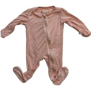 Jimonda Bamboo Baby Footie Sleeper Peach Pink 2-Way Zip Pajamas 0-3 Months